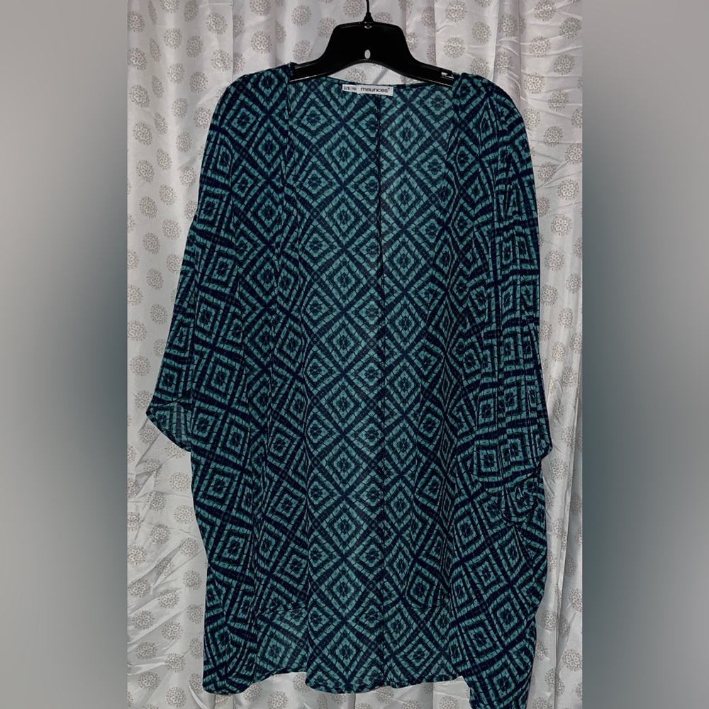Maurices Blue and Black Diamond Pattern Top